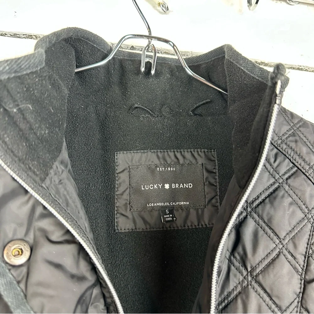 Lucky brand quilted coat black jacket - Picture 3 of 4
